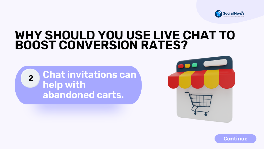 Chat invitations can help with abandoned carts.