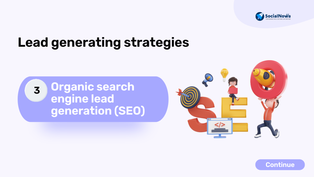 Organic search engine lead generation (SEO)