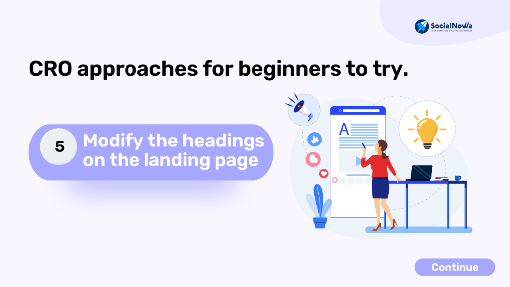 Modify the headings on the landing page