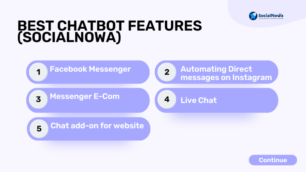 socialnowa chatbot features