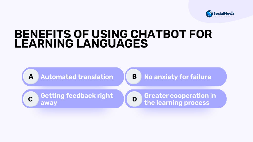 Benefits of using chatbot for learning languages 